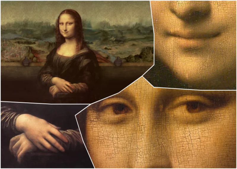 Mona Lisa nổi tiếng với nụ cười bí ẩn, ánh mắt cuốn hút và kỹ thuật chuyển sắc tinh tế của Leonardo da Vinci.