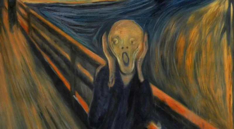 The Scream là hình ảnh nổi tiếng về nỗi sợ, sự cô đơn và trạng thái bất an của con người hiện đại.