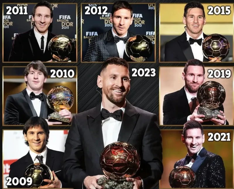 Messi là cầu thủ đầu tiên đạt cột mốc tám lần giành Quả bóng Vàng.